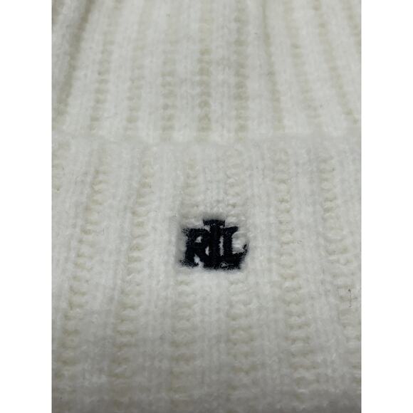 Lauren RALPH LAUREN Monogrammed Embroidered Beanie White Hat - Picture 2 of 5